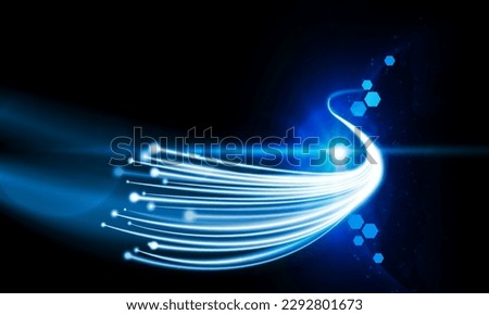 Abstract speed line background with dynamic light fiber cable technology network and for planet earth with sunrise and technology network., vector design