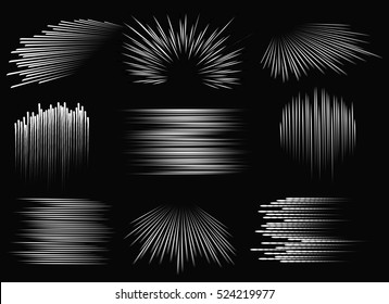 Abstract Speed Line Patterns. Vector Action Lines Gradient Texture Set