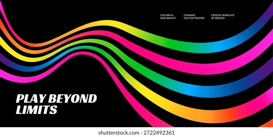 Abstract Speed Line Road Background, Vector Neon Gradient Waves. Dynamic Perspective Road Pattern. Color Wavy Speed Lines