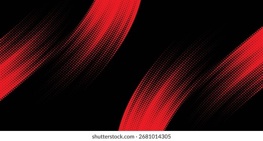 Plantilla de diseño de Anuncio de semitono azul de estilo de línea de velocidad Abstractas. Patrón de puntos semitono rojo y azul con textura grunge. Estilo deportivo blanco y negro punto pop art cómic, Eps 10.