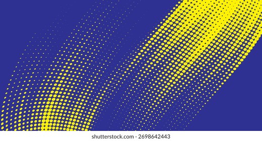 Abstract speed line style blue halftone banner design template. kuning and blue halftone dot pattern with grunge texture. Sporty style white and black dot pop art comic, Eps 10.