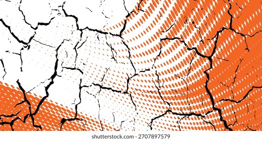 Plantilla de diseño de Anuncio de semitono azul de estilo de línea de velocidad Abstractas Patrón de puntos de semitono naranja y blanco con textura grunge. Estilo deportivo naranja y blanco punto pop art cómic, Ilustración vectorial.