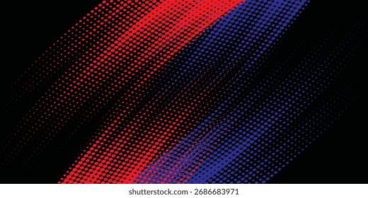 Abstract speed line style red halftone banner design template. Red and blue halftone dot pattern with grunge texture. Sporty style white and black dot pop art comic.