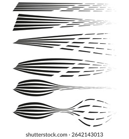 Abstract speed lines. Dynamic motion blur. Horizontal dash effect. Vector modern element.