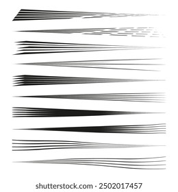 Abstract speed lines. Dynamic vector stripes. Black and white design. Motion effect elements.