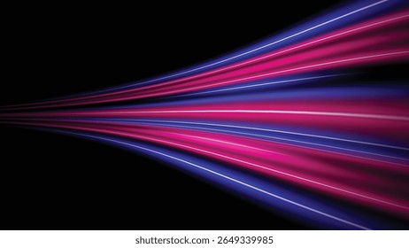 abstract speed lines on dark background. blurred neon light glowing