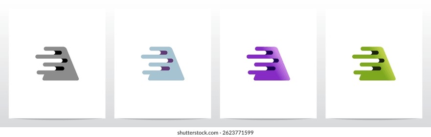 Abstract Speed Lines Rounded Porous Exposed Crumple Initial Letter Logo Design A