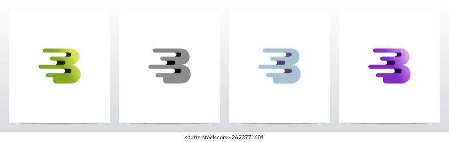 Abstract Speed Lines Rounded Porous Exposed Crumple Initial Letter Logo Design B 