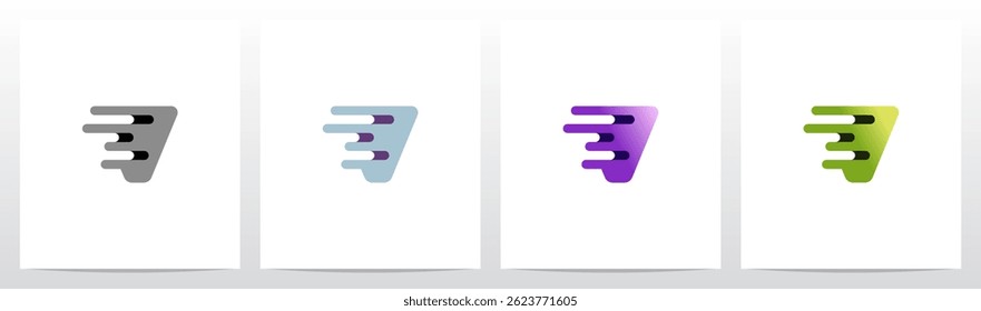 Líneas de velocidad Abstractas Redondeadas Porosas Expuestas Crumple Letra inicial Diseño de logotipo V 