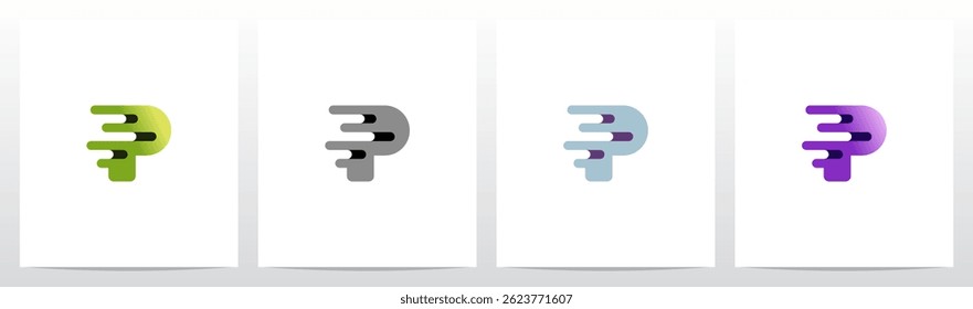 Líneas de velocidad Abstractas Redondeadas Porosas Expuestas Crumple Letra inicial Diseño de logotipo P