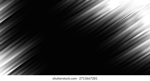 Estilo de líneas de velocidad Abstractas color azul medio tono Anuncio diseño Plantilla. Puntos medio tono blanco azul patrón de color gradiente grunge textura de fondo y negro