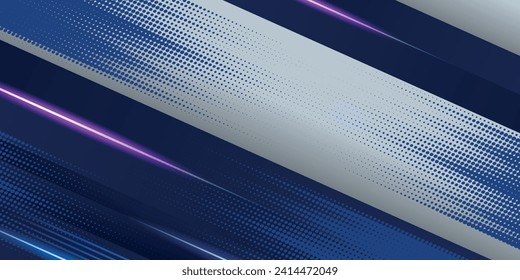 Abstract speed lines style dark blue color halftone banner design template. Vector illustration.