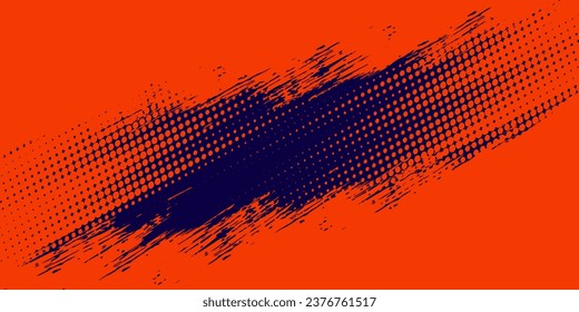 Abstract speed lines style orange color halftone banner design template