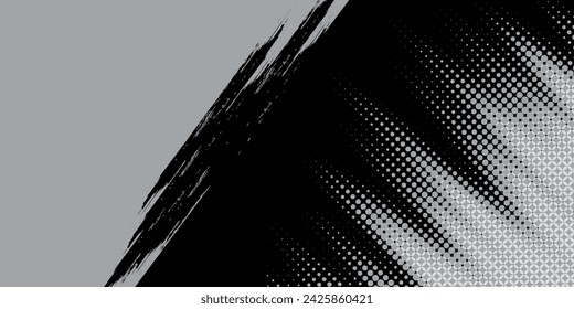 Plantilla de diseño de banner de semitonos de color naranja de líneas de velocidad abstractas. Ilustración vectorial.
