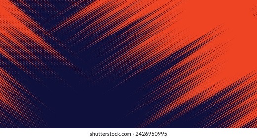 Abstract speed lines style orange color halftone banner design template. Vector illustration.