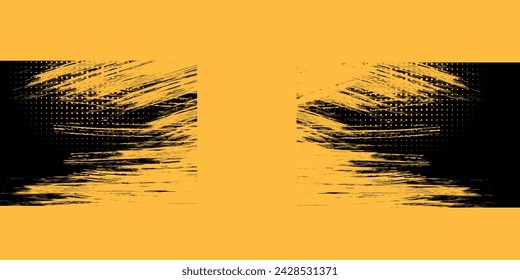 Abstract speed lines style orange color halftone banner design template. 