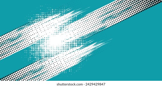 Plantilla de diseño de banner de semitonos de color naranja de líneas de velocidad abstractas. 