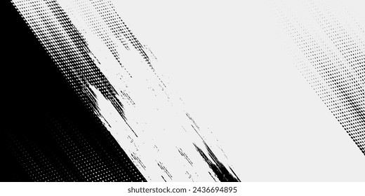 Plantilla de diseño de banner de semitonos de color naranja de líneas de velocidad abstractas. Ilustración vectorial..