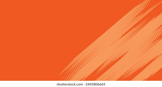 Abstract speed lines style orange color halftone banner design template. Vector illustration. Arkivvektor