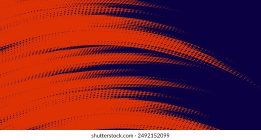 Abstract speed lines style orange color halftone banner design template.
