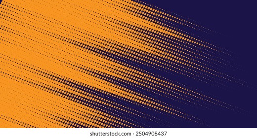 Abstract speed lines style orange color halftone banner design template. Vector illustration.