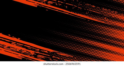 Líneas de velocidad Abstractas estilo Plantilla de diseño de Anuncio semitono de color naranja. Ilustración vectorial. Vector moderno de medio tono grunge