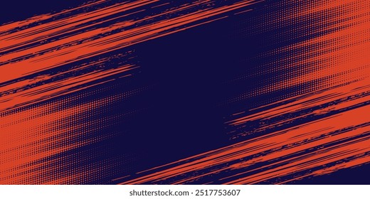 Abstract speed lines style orange color halftone banner design template. Vector illustration.