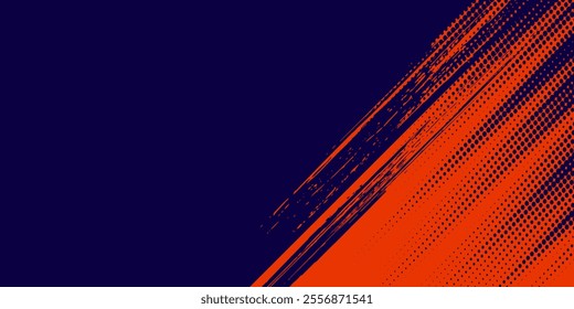 Abstract speed lines style orange color halftone banner design