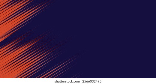 Abstract speed lines style orange color halftone banner design template. Vector illustration.
