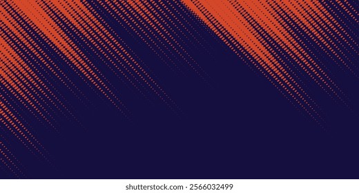 Abstract speed lines style orange color halftone banner design template. Vector illustration.