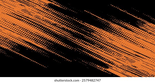 Abstract speed lines style orange color halftone banner design template. Vector illustration. modern halftone grunge vector sport halftone