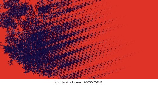 Abstract speed lines style orange color halftone banner design template. Vector.