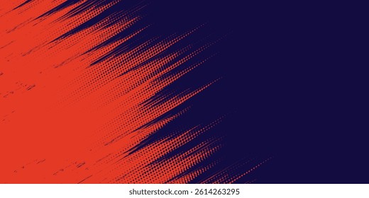 Abstract speed lines style orange color halftone banner design template. Vector Backgroud illustration.