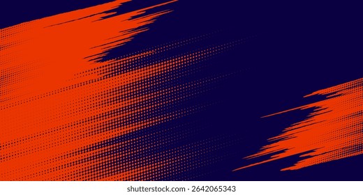 Abstract speed lines style orange color halftone banner design template. Vector illustration.
