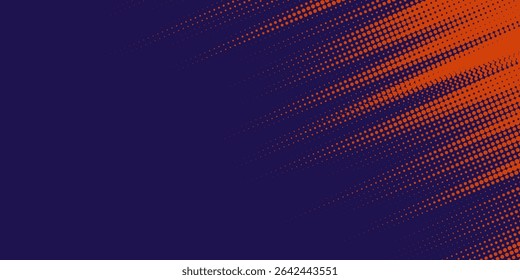 Abstract speed lines style orange color halftone banner design template. Vector illustration.