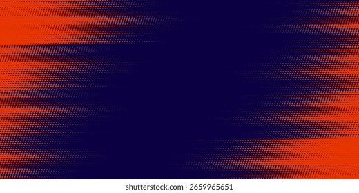Abstract speed lines style orange color halftone banner design template. Vector illustration.