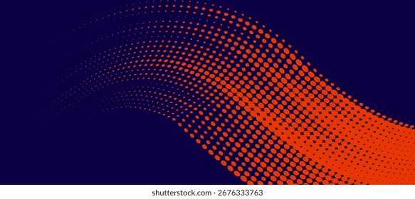 Abstract speed lines style orange color halftone banner design template. Vector illustration, modern.