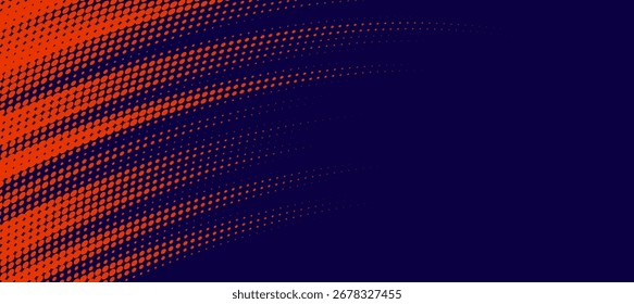 Estilo de líneas de velocidad Abstractas Plantilla de diseño de Anuncio de semitono de color naranja, moderno, Ilustración vectorial.