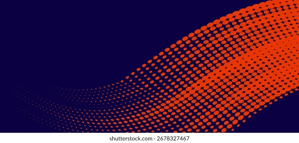 Abstract speed lines style orange color halftone banner design template. Vector illustration, modern.
