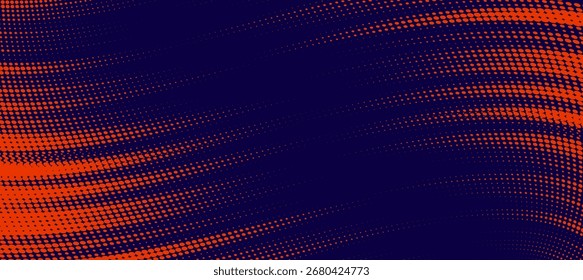 Abstract speed lines style orange color halftone banner design template. Vector illustration.