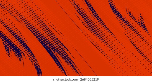 Líneas de velocidad Abstractas estilo Plantilla de diseño de Anuncio semitono de color naranja. Ilustración vectorial.