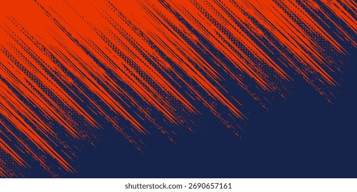 Abstract speed lines style orange color halftone banner design template. Vector illustration.