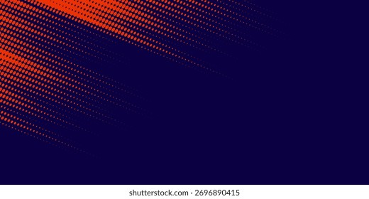 Abstract speed lines style orange color halftone banner design template. Vector illustration.	