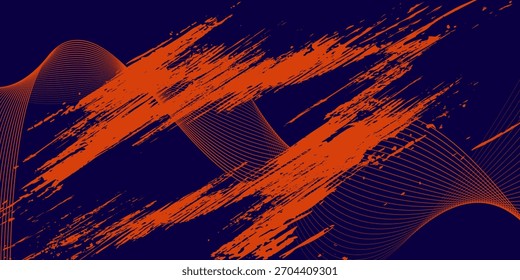 Abstract speed lines style orange color halftone banner design template. Vector illustration.