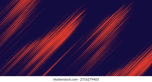 Abstract speed lines style orange color halftone banner design template. Vector illustration.