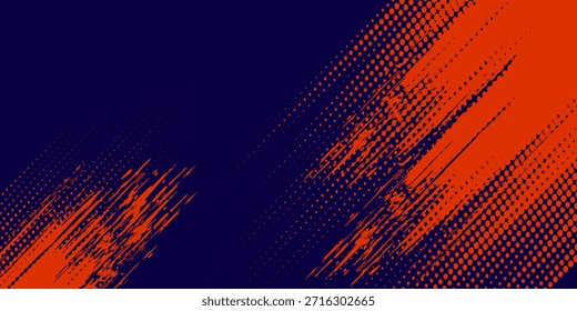 Abstract speed lines style orange color halftone banner design template. Vector illustration.