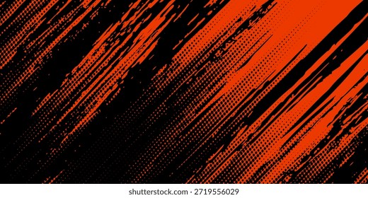 Líneas de velocidad Abstractas estilo Plantilla de diseño de Anuncio semitono de color naranja. Ilustración vectorial.