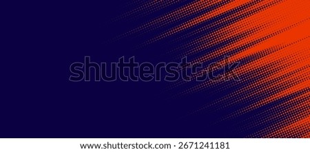Abstract speed lines style orange color halftone banner design template. Vector illustration.