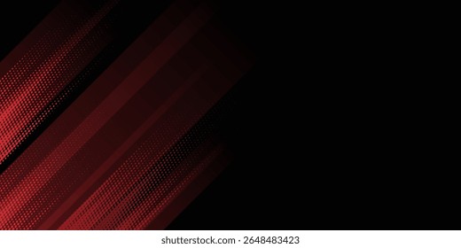 Abstract speed lines style red color halftone banner design template