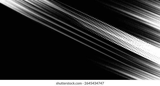 Abstract speed lines style white color halftone banner design template.Dots halftone art grunge texture background